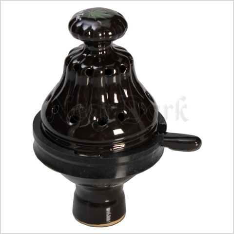 Black Leaf Shisha Bowl with Chimney + Sieve