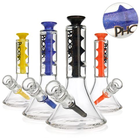 Phoenixstar 8" Freezable Coil Beaker Bong - American Colored Rod