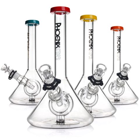Phoenixstar 11" Double Ball Chamber Beaker Glass Bong – Multi-Color Edition