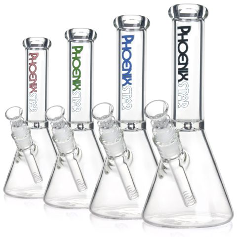 Phoenixstar 10" Geometric Ice Pinch Beaker Glass Bong – Clear Classic Edition