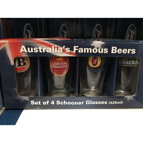 Australia's famous Beers Set of 4 glasses