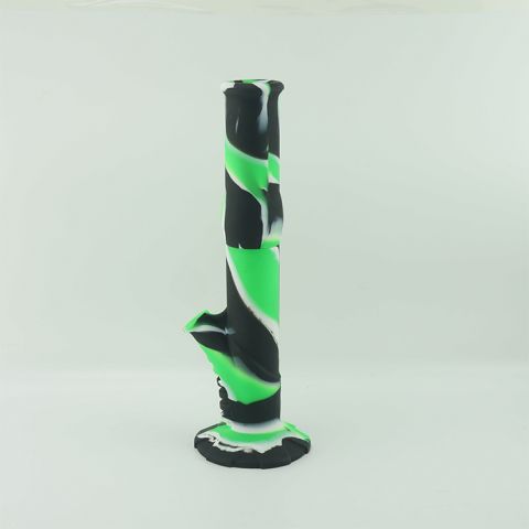 Large Straight Silicone Bong Green & Black