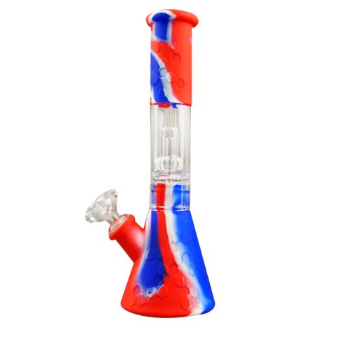 LARGE SILICONE BONGS WITH GLASS PERCOLATOR