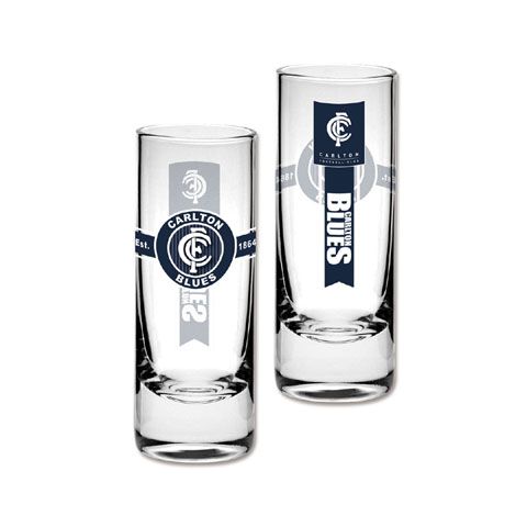 CARLTON BLUES 2 shots glasses