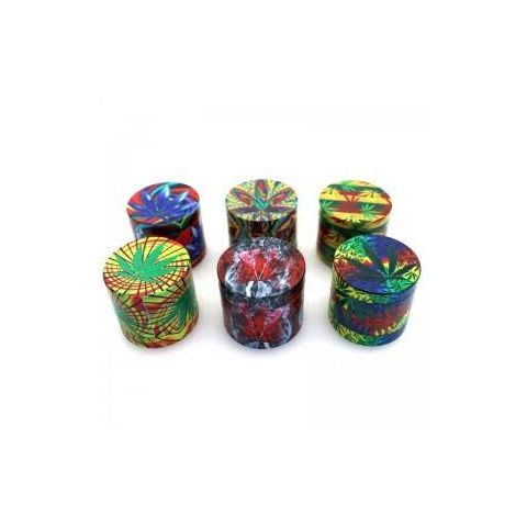 4-Parts Metal Herb Grinder - Colourful Leaf Design