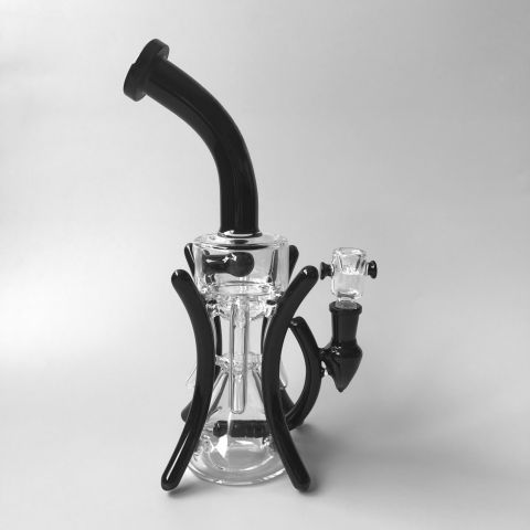OLS Full Glass Perculator Bong Black Neck