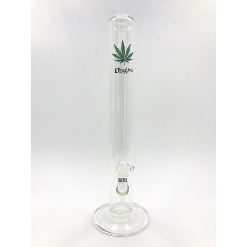 OLS FULL GLASS CYLINDER WITH GREEN LEAF