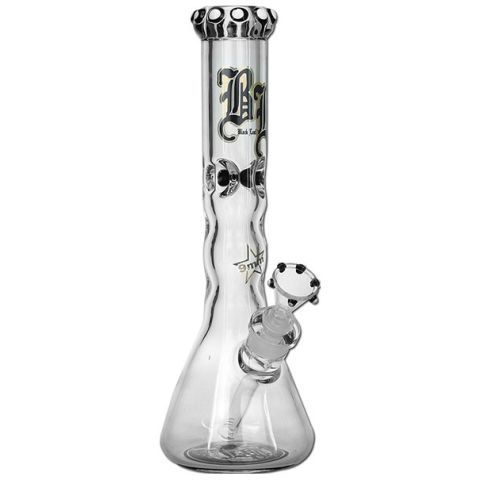 'Black Leaf' Glass Icebong clear & black/white