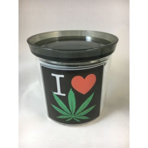 Pop top glass herb jar with lid