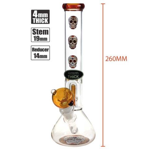 Stone Age Candy Skull Amber glass bong