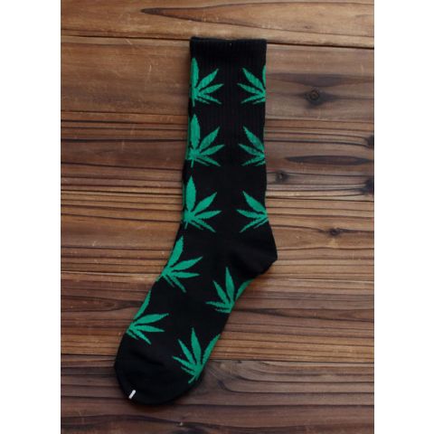 Socks 'In Weed we trust!' Rasta Hempleaf black