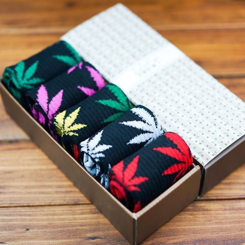 Socks 'In Weed we trust!' black Hempleaf coloured Set