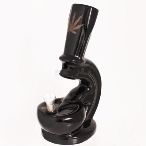 Ceramic Glaze Pipe/ Bongs Black Microscope Shape 8 inch