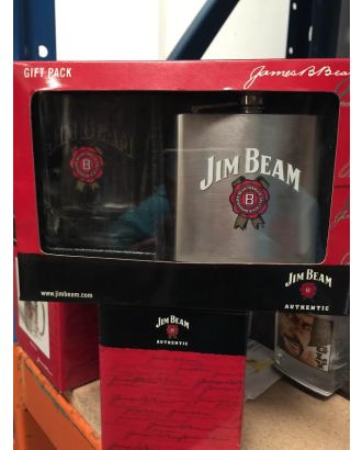 Jim Beam gift pack: Hip Flask and spirit glass