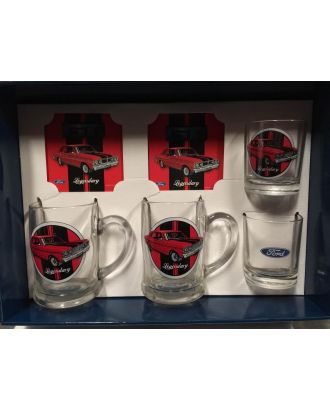 FORD Glass Stein with coasters gift pack Legendary