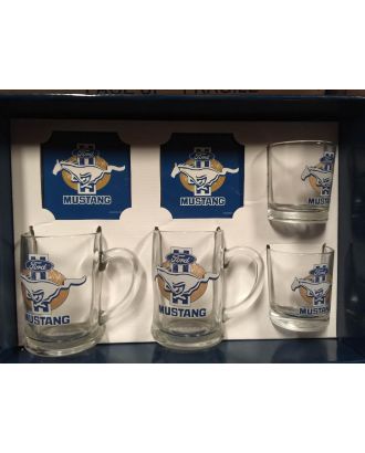 FORD Glass Stein with coasters gift pack Mustang