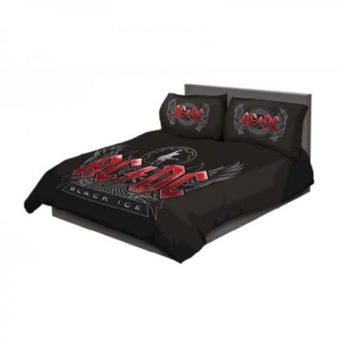 ACDC Queen Bed Quilt Cover Set Black Ice  