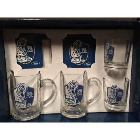 FORD Glass Stein with coasters gift pack Cobra