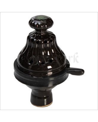 Black Leaf Shisha Bowl with Chimney + Sieve