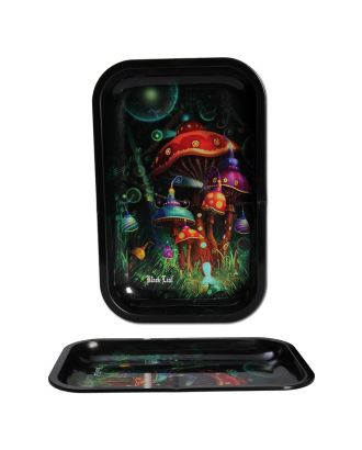 'Black Leaf' Metal Tray 'Mushroom'