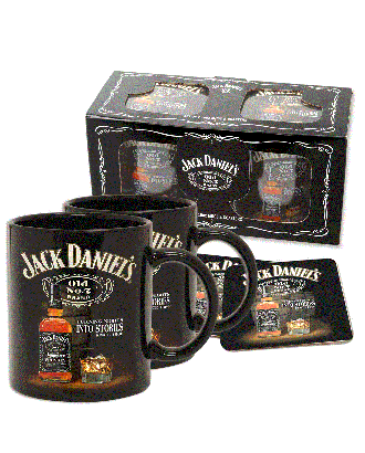 JACK DANIEL 2 Coffee Mugs with Coasters