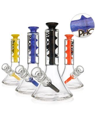Phoenixstar 8" Freezable Coil Beaker Bong - American Colored Rod