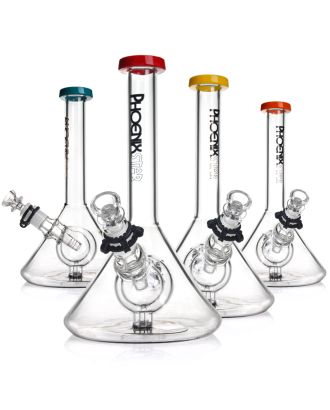 Phoenixstar 11" Double Ball Chamber Beaker Glass Bong – Multi-Color Edition