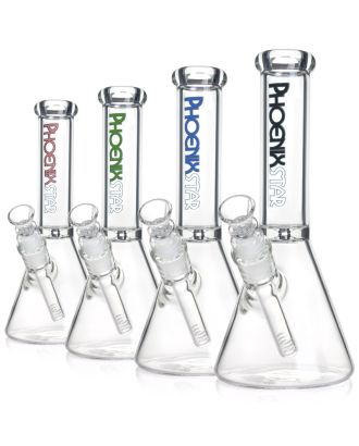 Phoenixstar 10" Geometric Ice Pinch Beaker Glass Bong – Clear Classic Edition