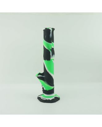 Large Straight Silicone Bong Green & Black