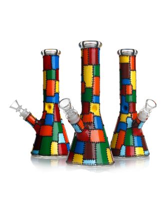 Phoenixstar 10" Patchwork Printed Beaker Bong – Multicolor Quilt Edition
