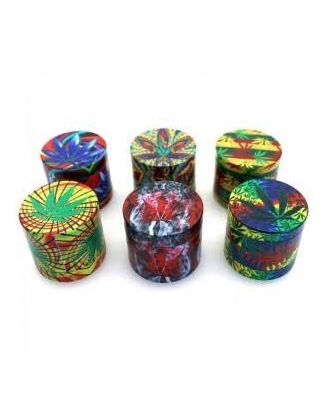 4-Parts Metal Herb Grinder - Colourful Leaf Design