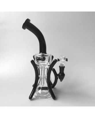 OLS Full Glass Perculator Bong Black Neck