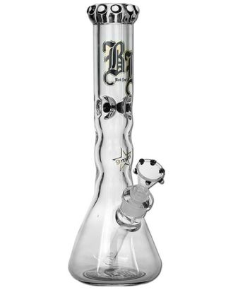 'Black Leaf' Glass Icebong clear & black/white