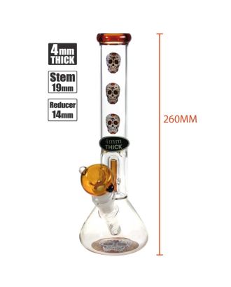Stone Age Candy Skull Amber glass bong