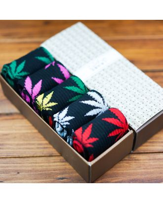 Socks 'In Weed we trust!' black Hempleaf coloured Set