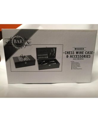 Wooden Chess Wine Case with accessories