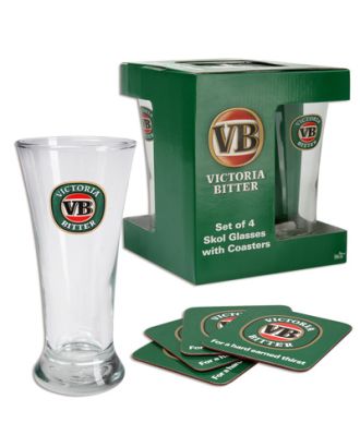 VB Set of 4 Skol Glasses with coasters